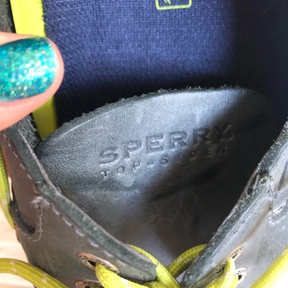 Sperry Top-Side Leather Neon Lace Boat Shoe